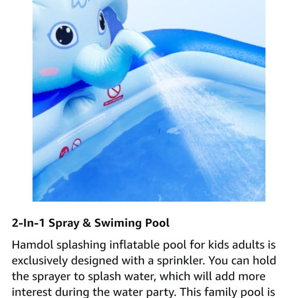 Hamdol Inflatable Swimming Pool with Sprinkler, Kiddie Pool 99" X 72" X 22" Fami - Picture 3 of 3